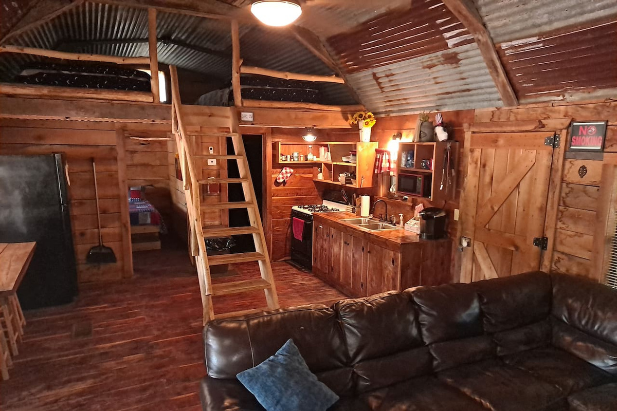 Kitchen area. Loft above has two full beds.