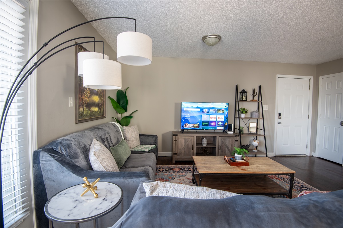 The smart TV has all your favorite streaming channels, and the Wi-Fi is quick, too, for workdays!