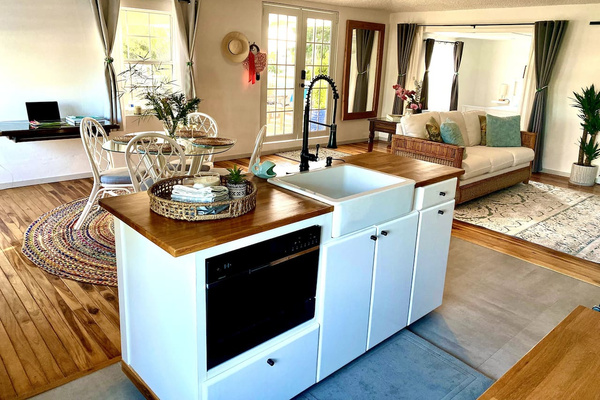This is the view from our kitchen in the Coral Suite. Notice the compact dishwasher(was a must have for Tamara), and it works super good! 
