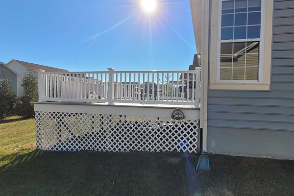 Fully enclosed back deck for morning coffee