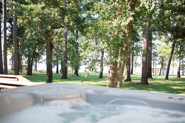 Hot Tub views over the massive shade filled yard
