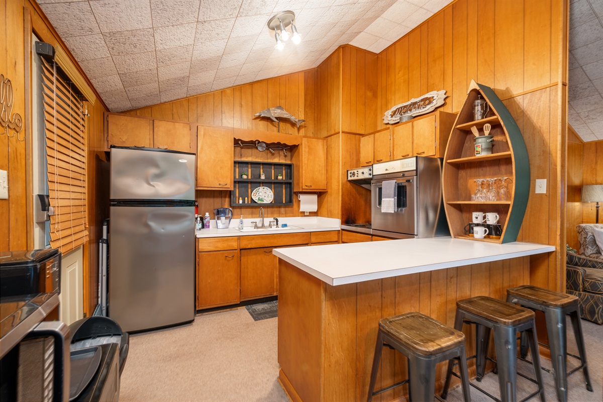 Original kitchen is well-stocked and waiting for you!