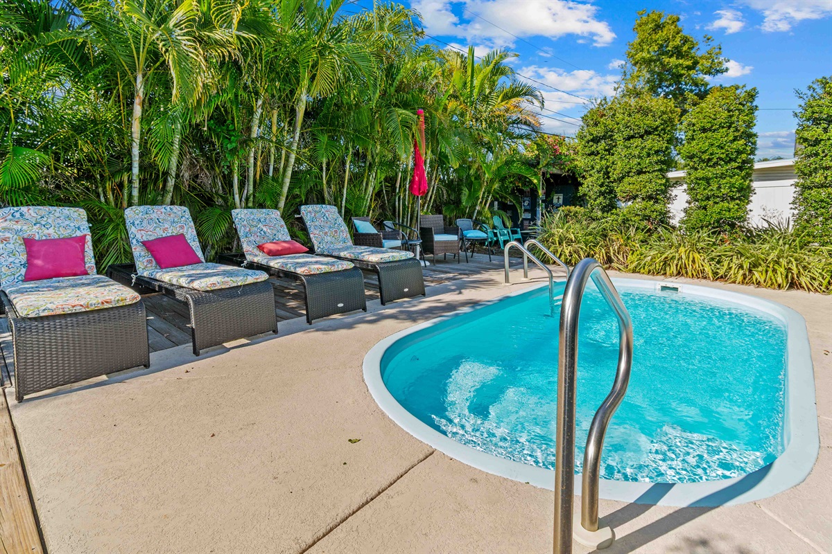 Plenty of Loungers for relaxing by the Optionally Heated Pool