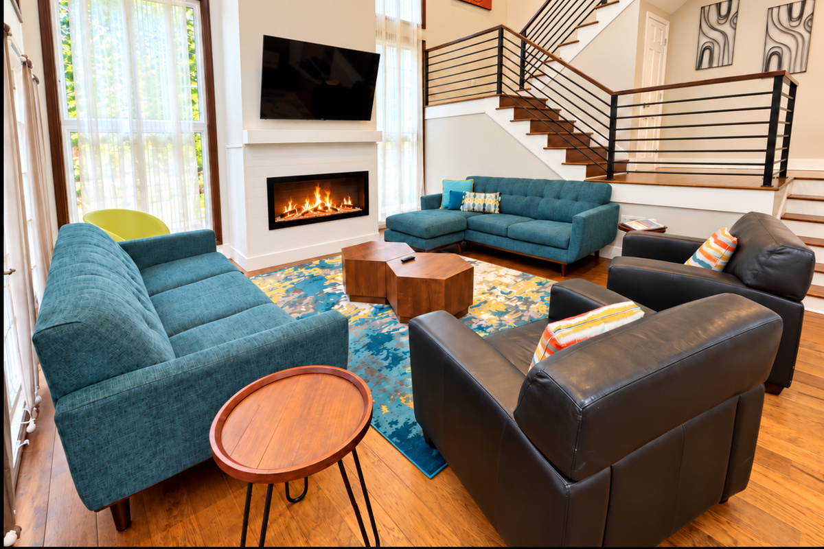 The great room has been fully refreshed and modernized
