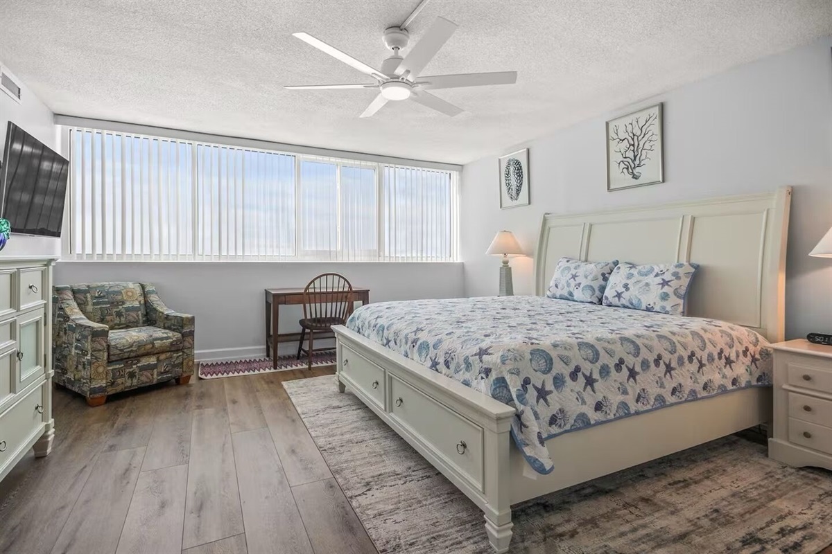 Master bedroom with sunset views