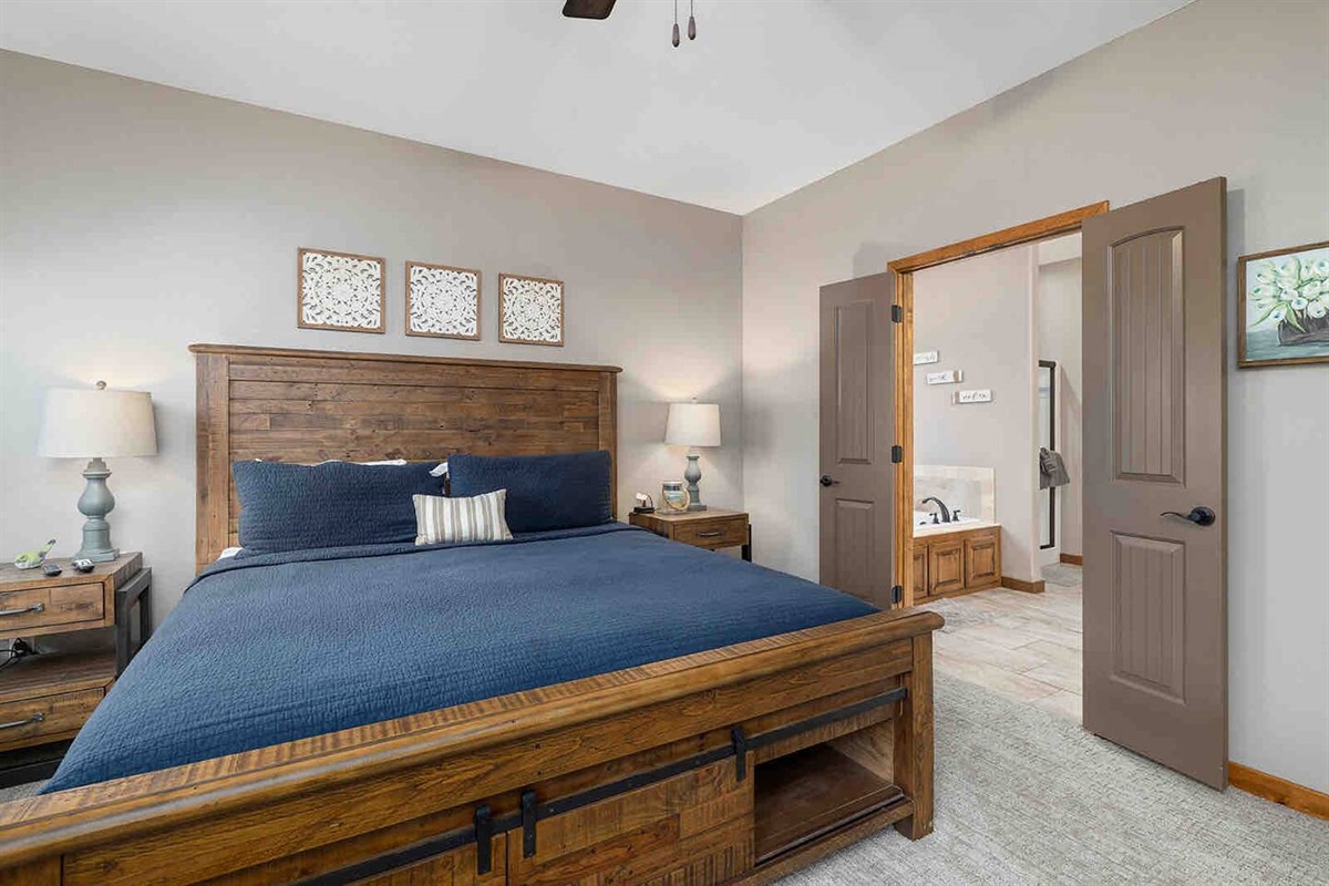 Main Level King Bedroom with attached bathroom