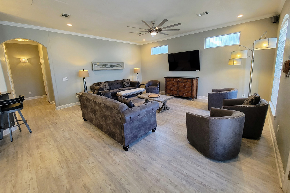 Open Living Room with 70in TV