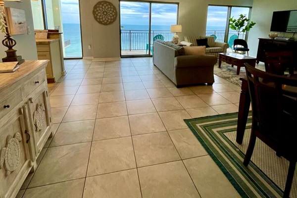 Living room with  ocean view
