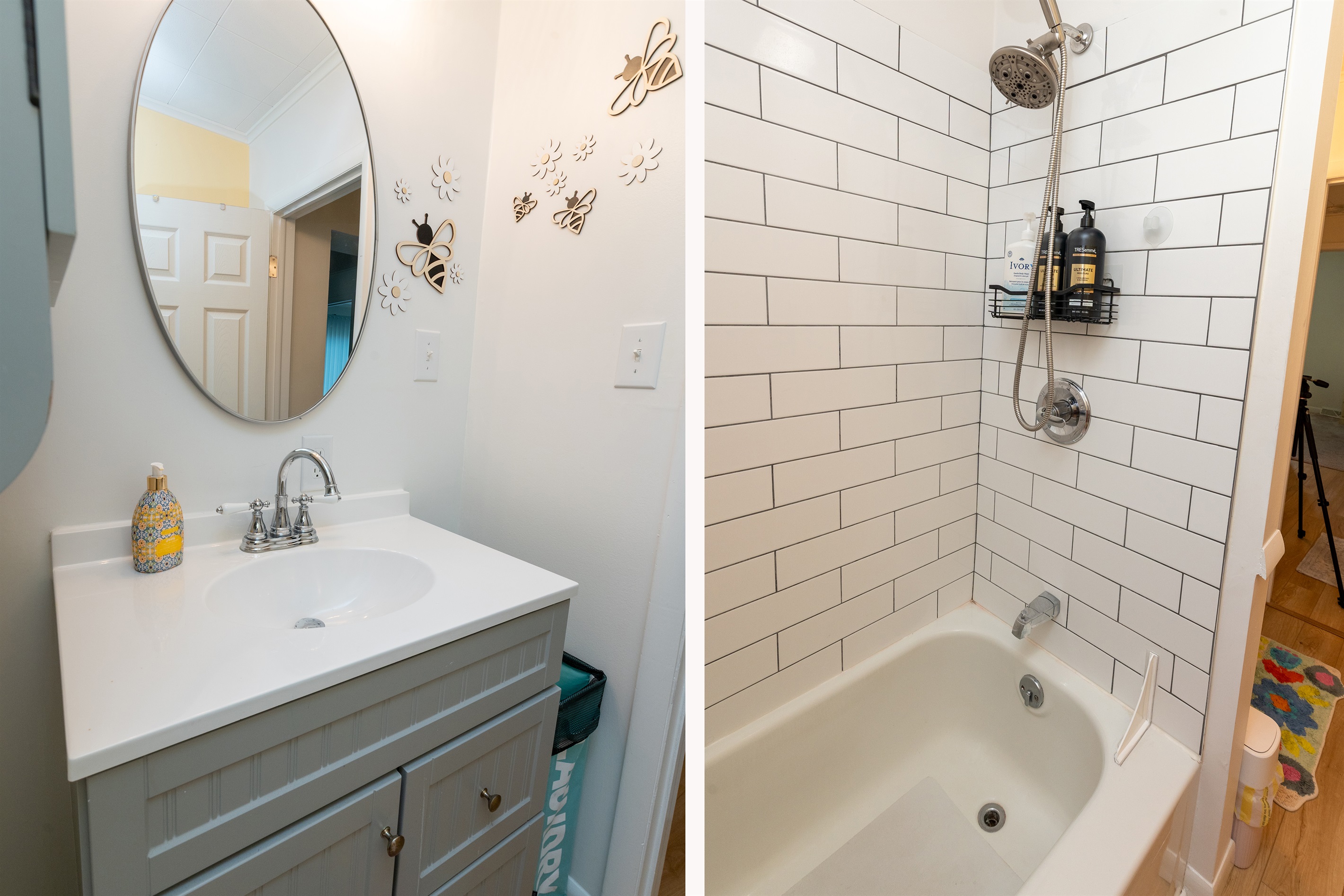 Bathroom 1: This full bath offers a convenient shower/tub combo and a handy vanity to start and end your day with ease.