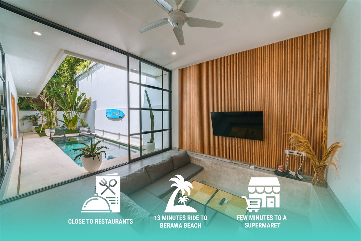 Living room with sunken sofa