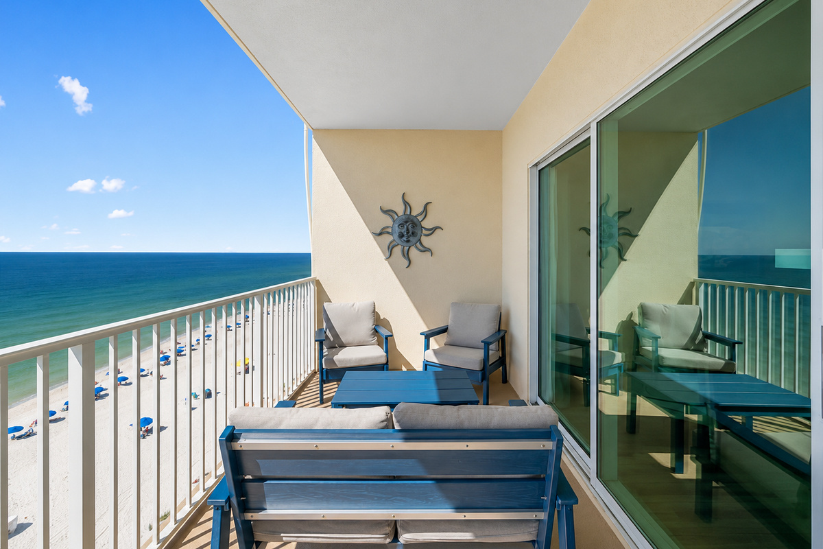 Comfortable seating on the balcony!  It's like having a second living room!