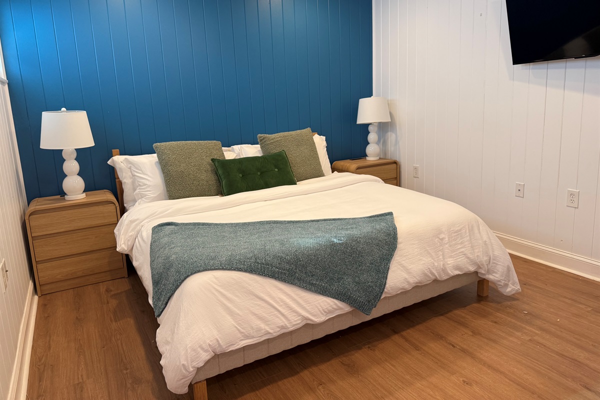 King bed with luxury linens