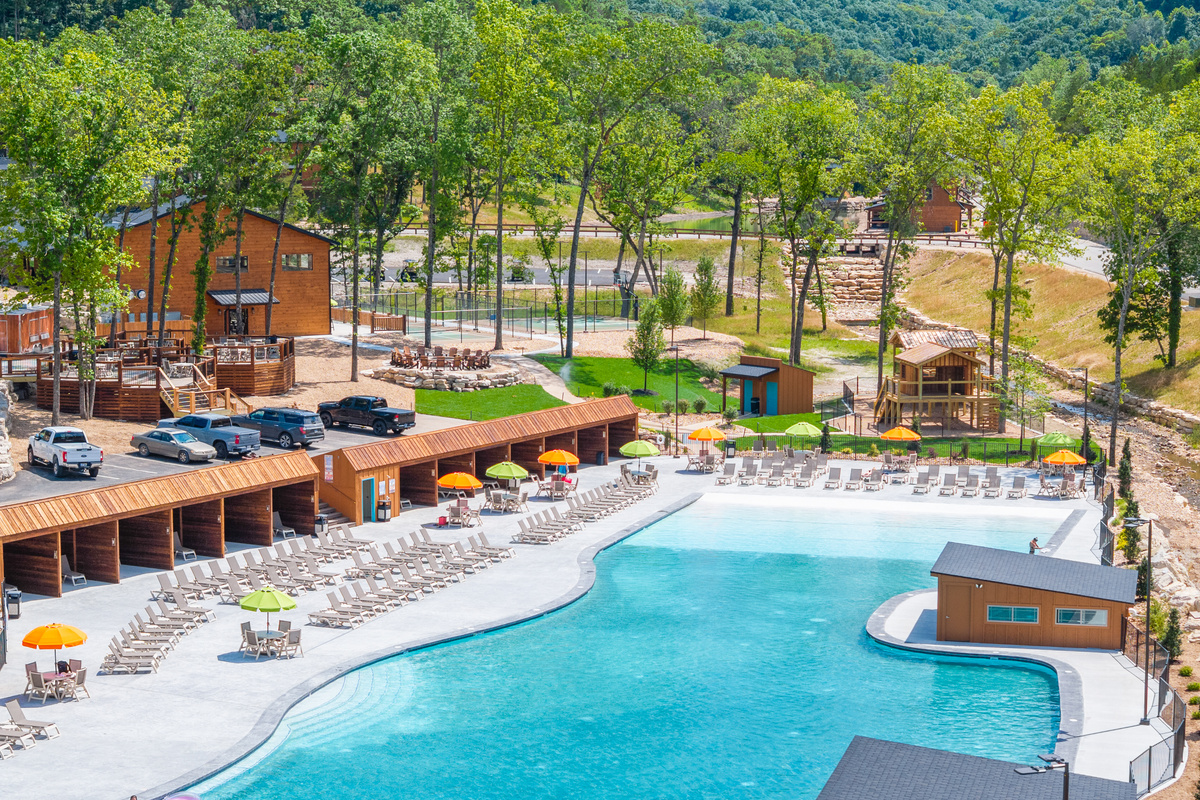 The outdoor pool is massive - and they say will be open well past Labor Day!