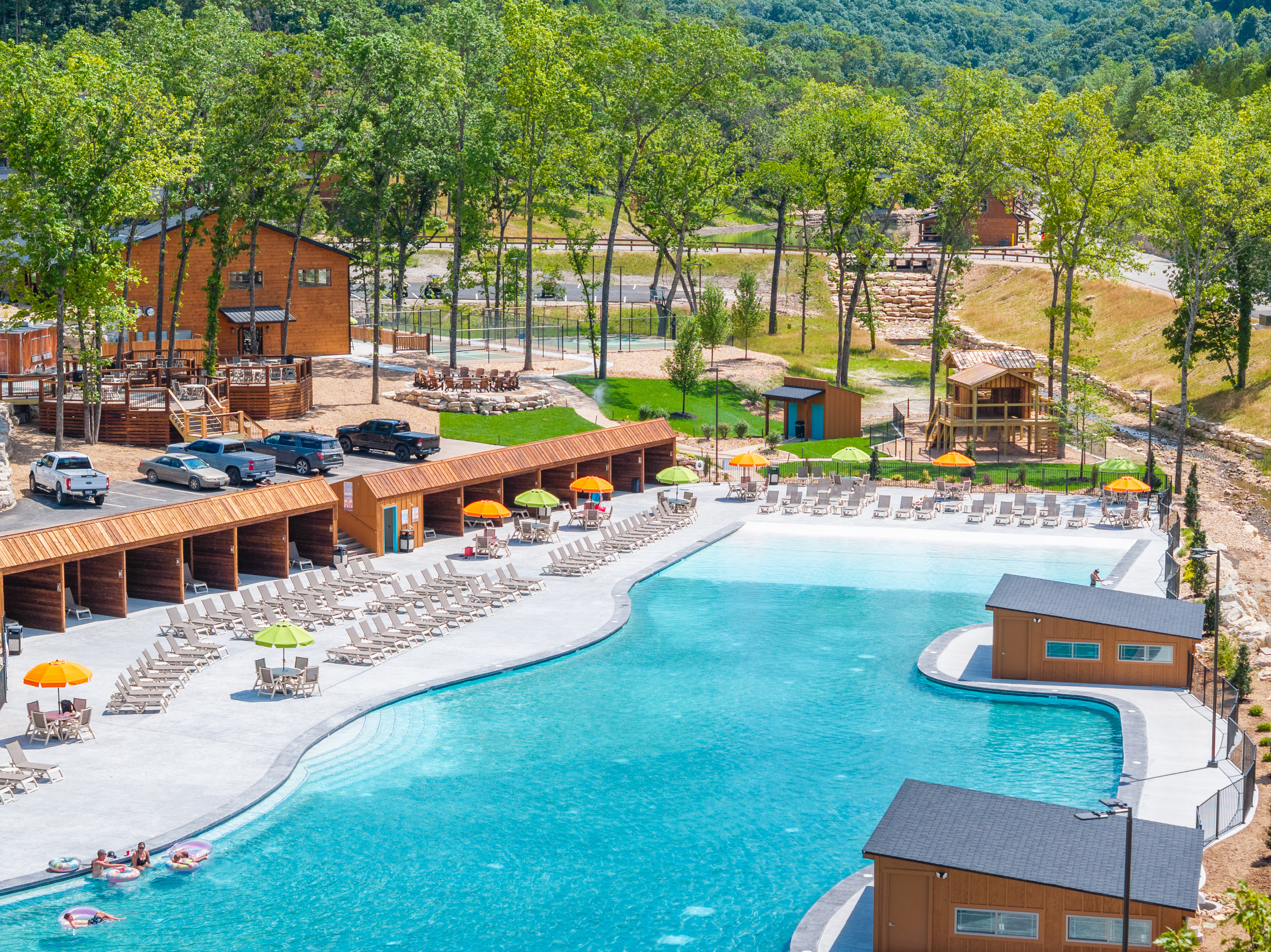 The outdoor pool is massive - and they say will be open well past Labor Day!