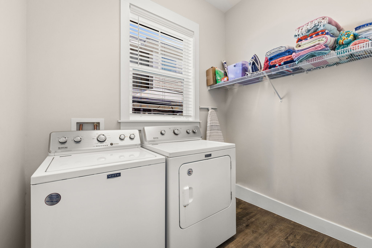 Full-size washer & dryer — perfect for extended stays and family beach vacations