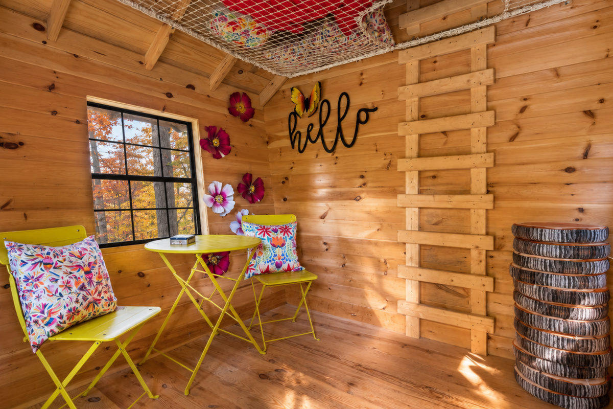A cozy hideout made of wood, a retreat where little ones feel at home.