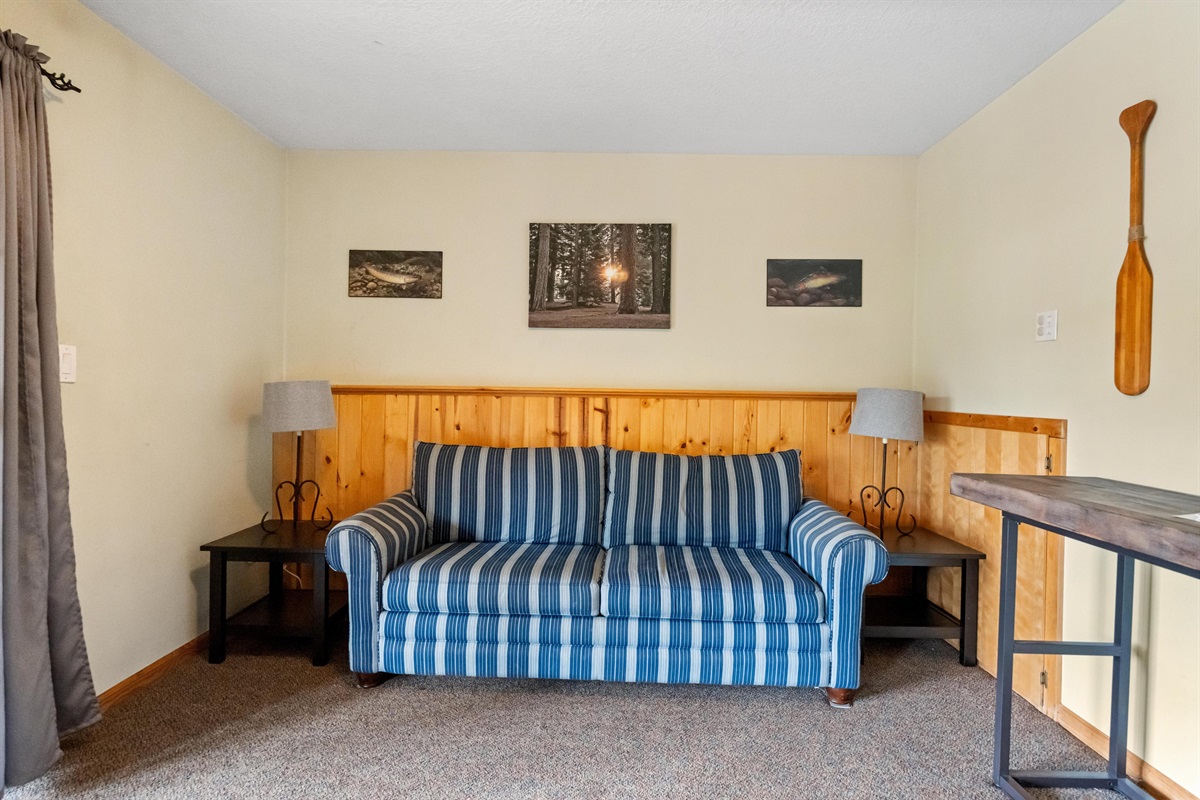 Lower Level queen sized sleeper sofa