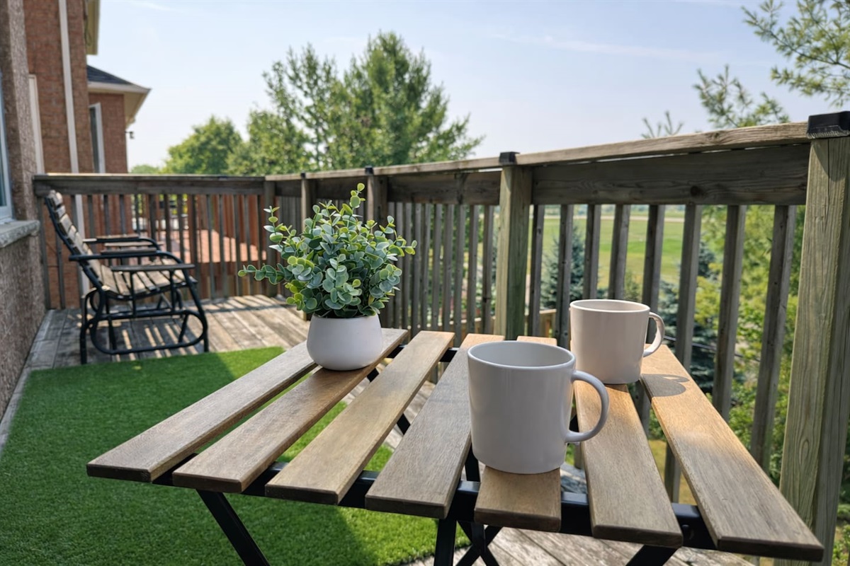 Balcony overlooks a 400m running track