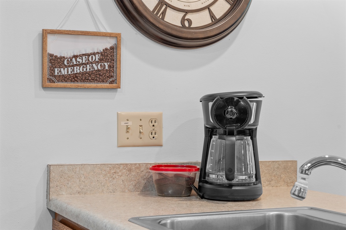 Coffee first, then the day's adventures—an easy little ritual built right in.