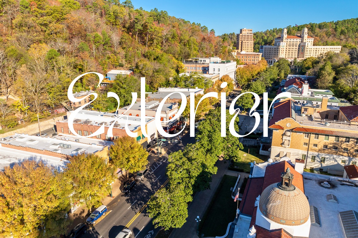 This sweeping view of Hot Springs beautifully highlights the historic charm and natural beauty of the area, inviting you to explore its unique character.