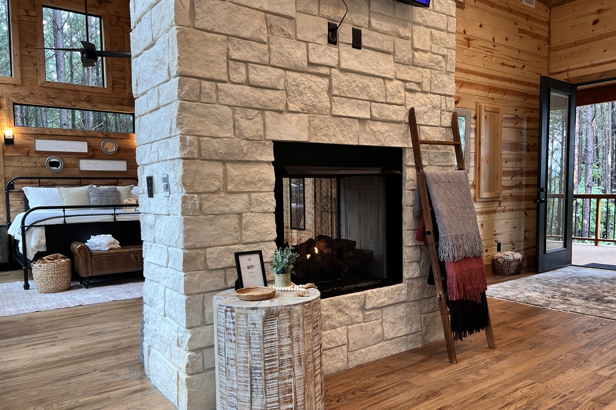 Gas fire place can be used year round.