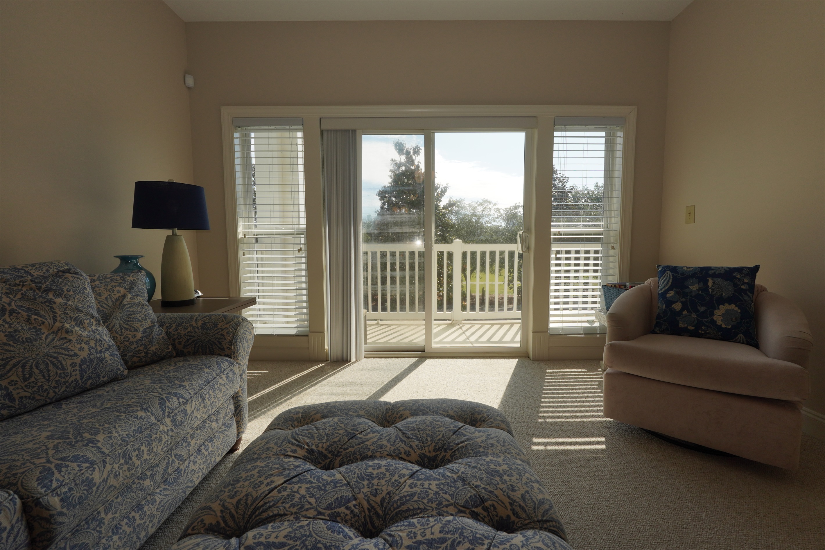Sunlit Living Space with Balcony Entry