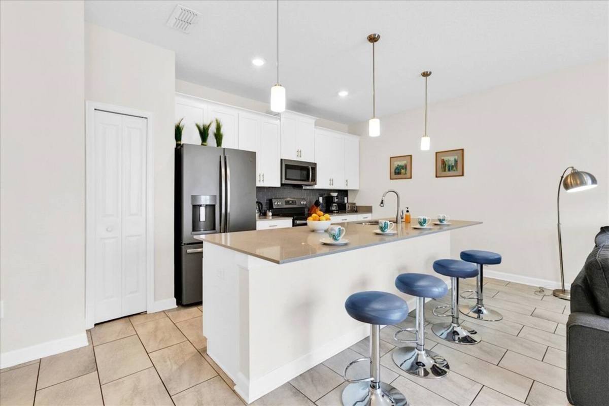 Our modern kitchen has top of the line appliances and it fully equipped for 10 guests