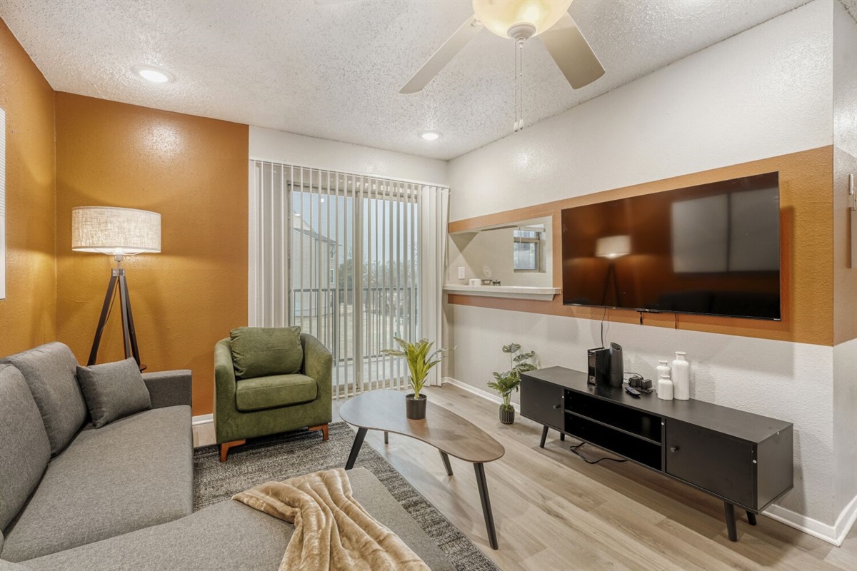 Modern comfort meets cozy style in this beautifully designed living space