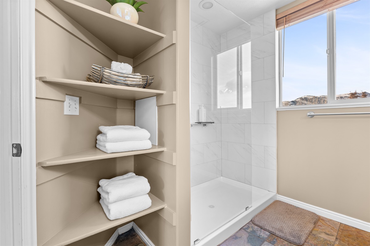 Ample shelving keeps everything organized and within reach.