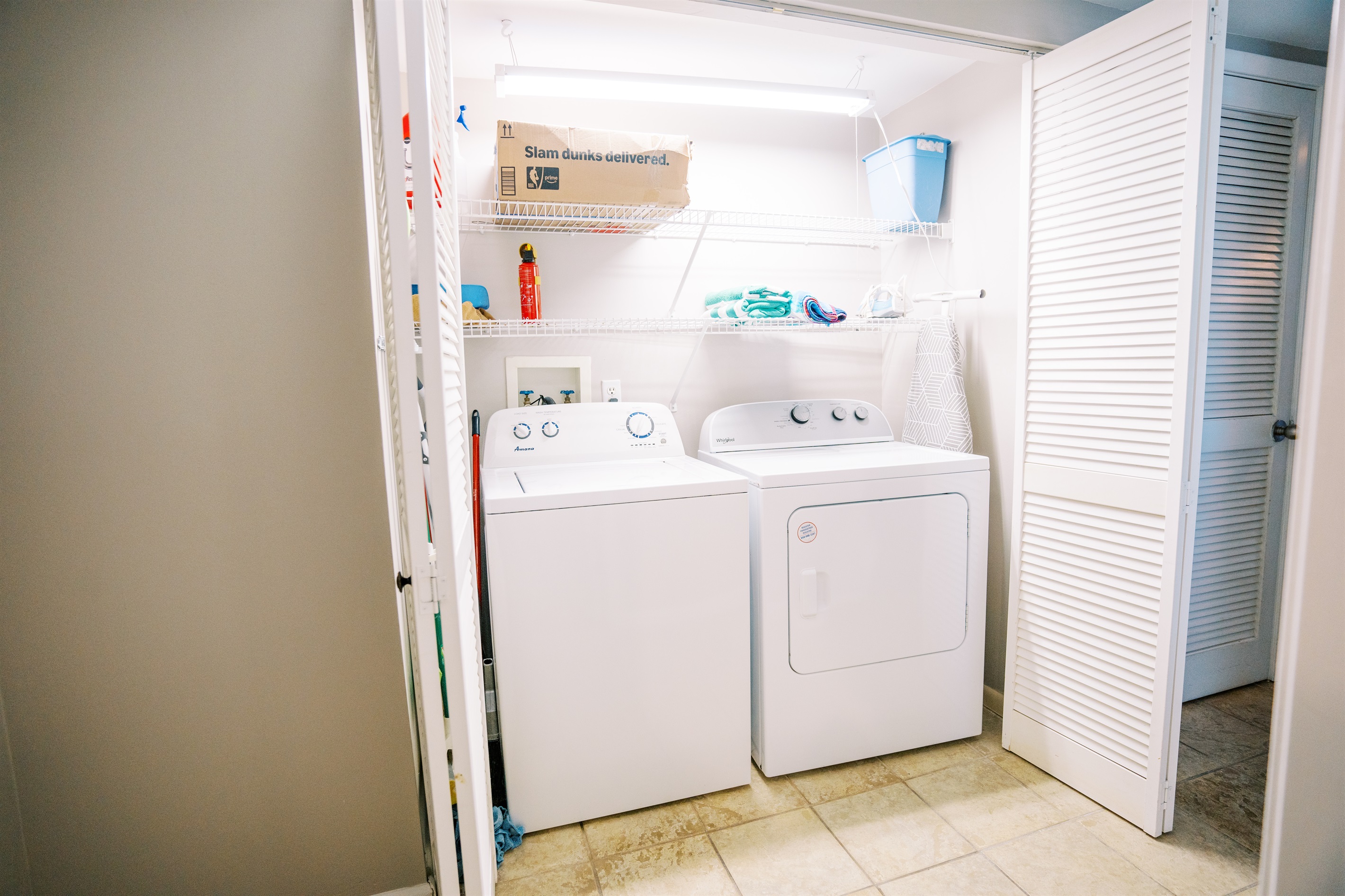 Don't take home wet beach clothes! 1 detergent load included - full-sized washer and dryer.
