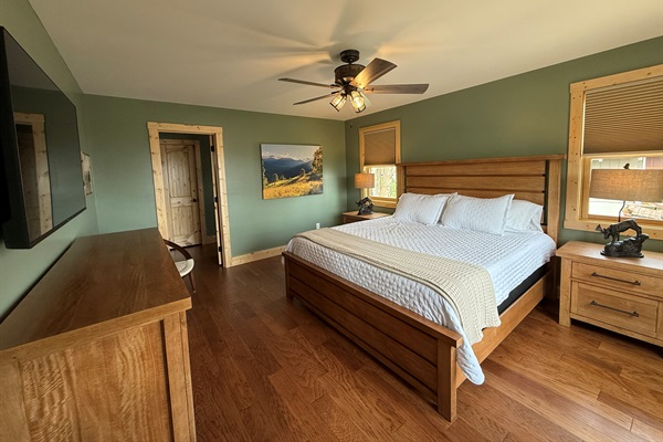 Primary Bedroom with King Size Bed.