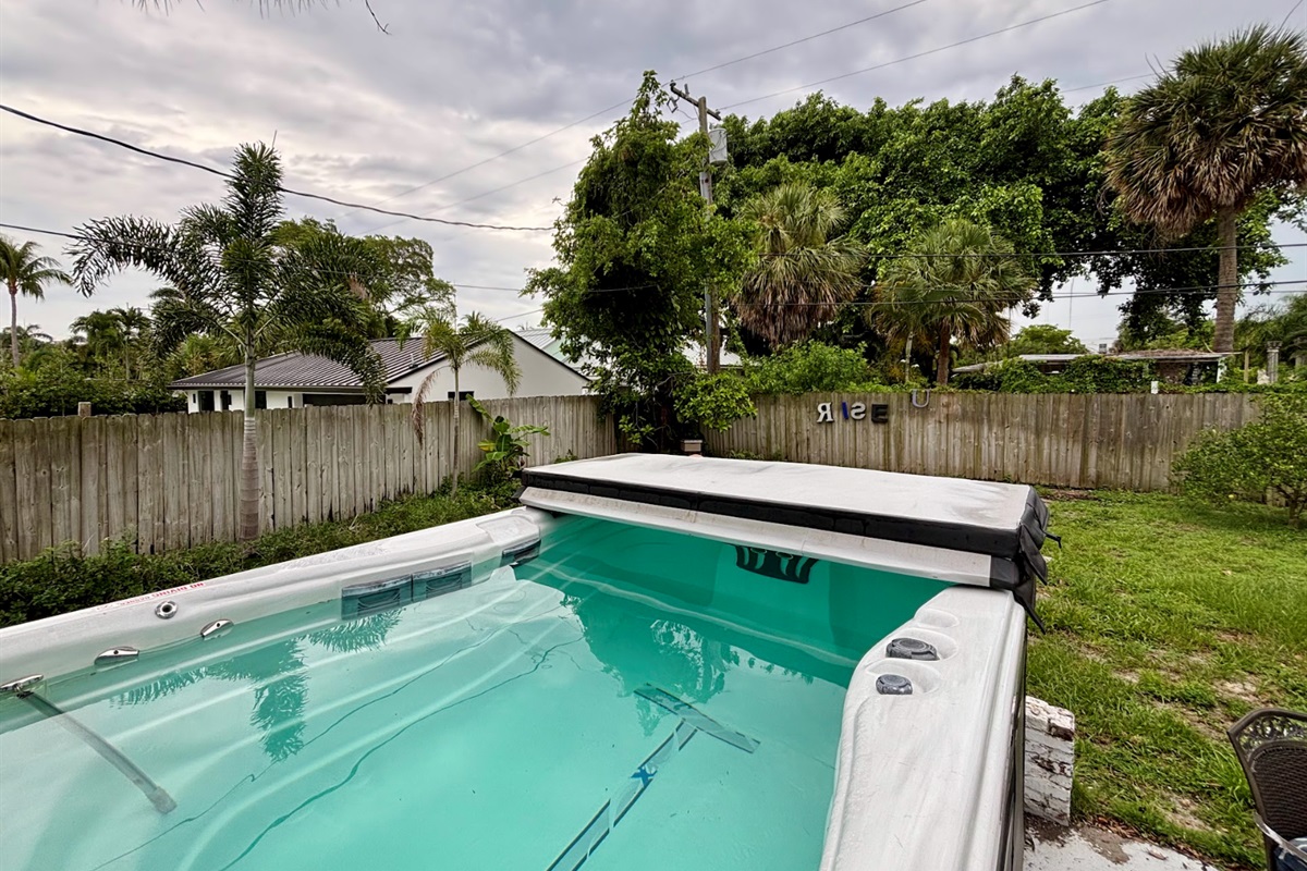Ready to get your laps in or soak? Enjoy our spacious swim spa throughout your stay.
