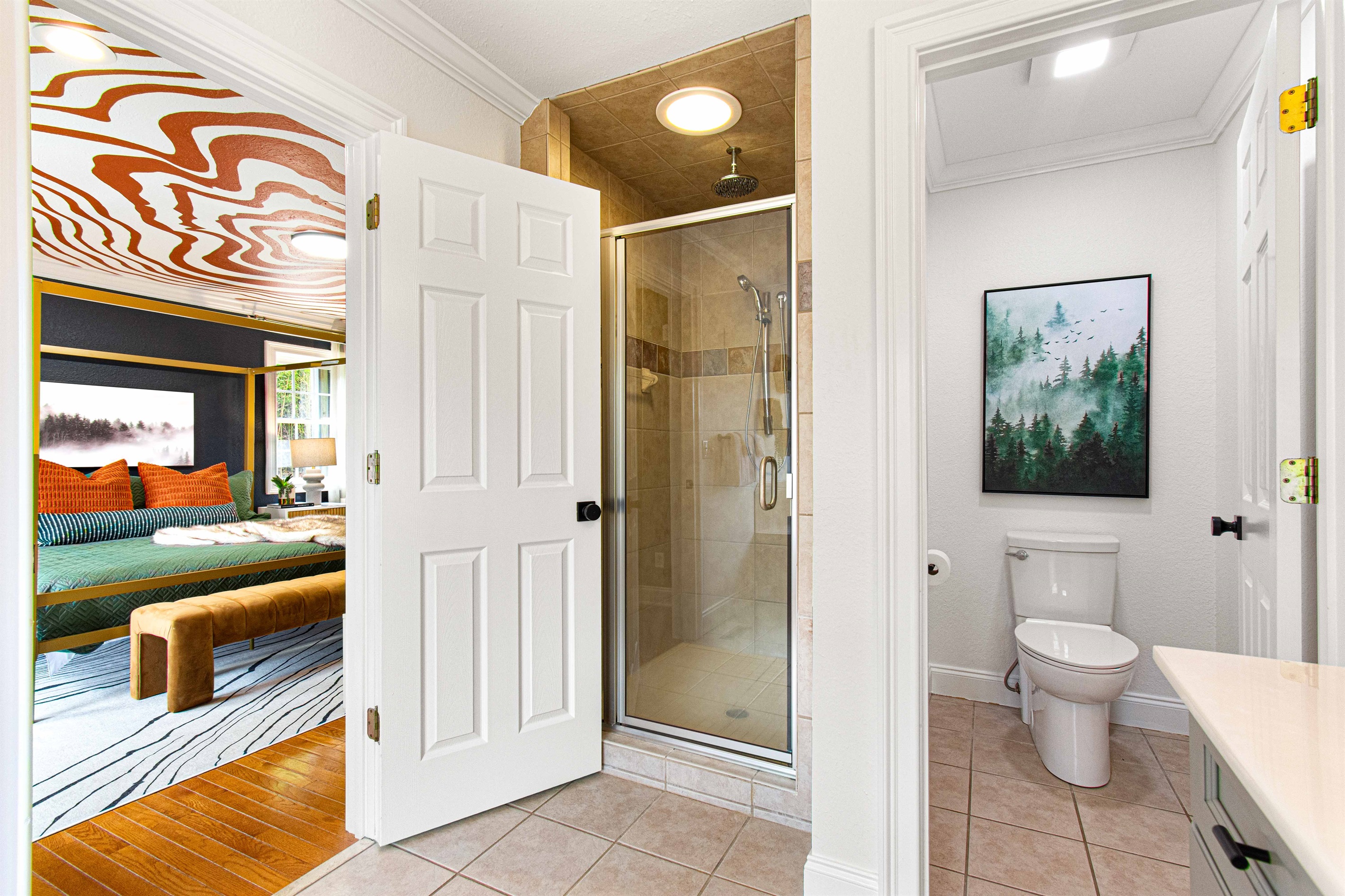 Indulge in luxury with your private ensuite bathroom, accessible from the master bedroom. This stunning space features modern fixtures, a large jetted tub for ultimate relaxation, and elegant design. Enjoy the convenience of your own personal oasis!