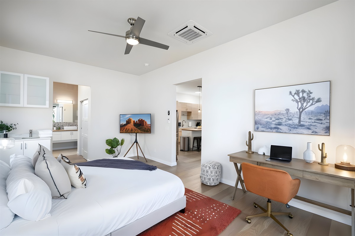 {Bedroom 2} King Suite with ensuite bath in the main house — ideal for couples or friends.