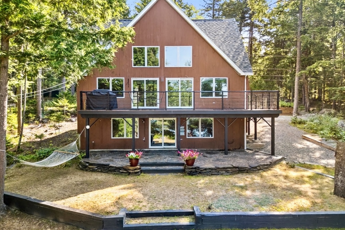 Deck facing Sebec Lake