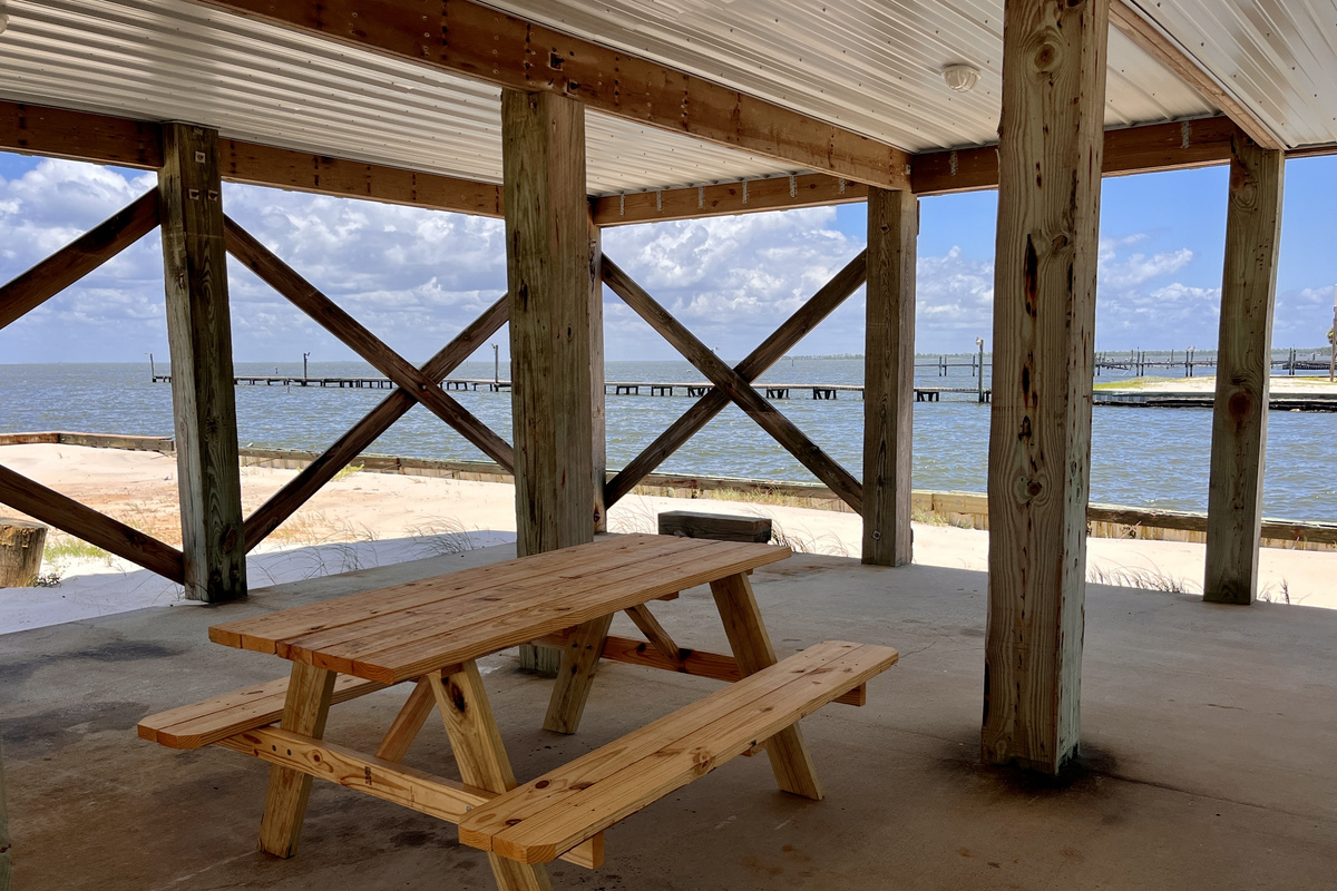 Outdoor Dining area with outstanding views of the bay.