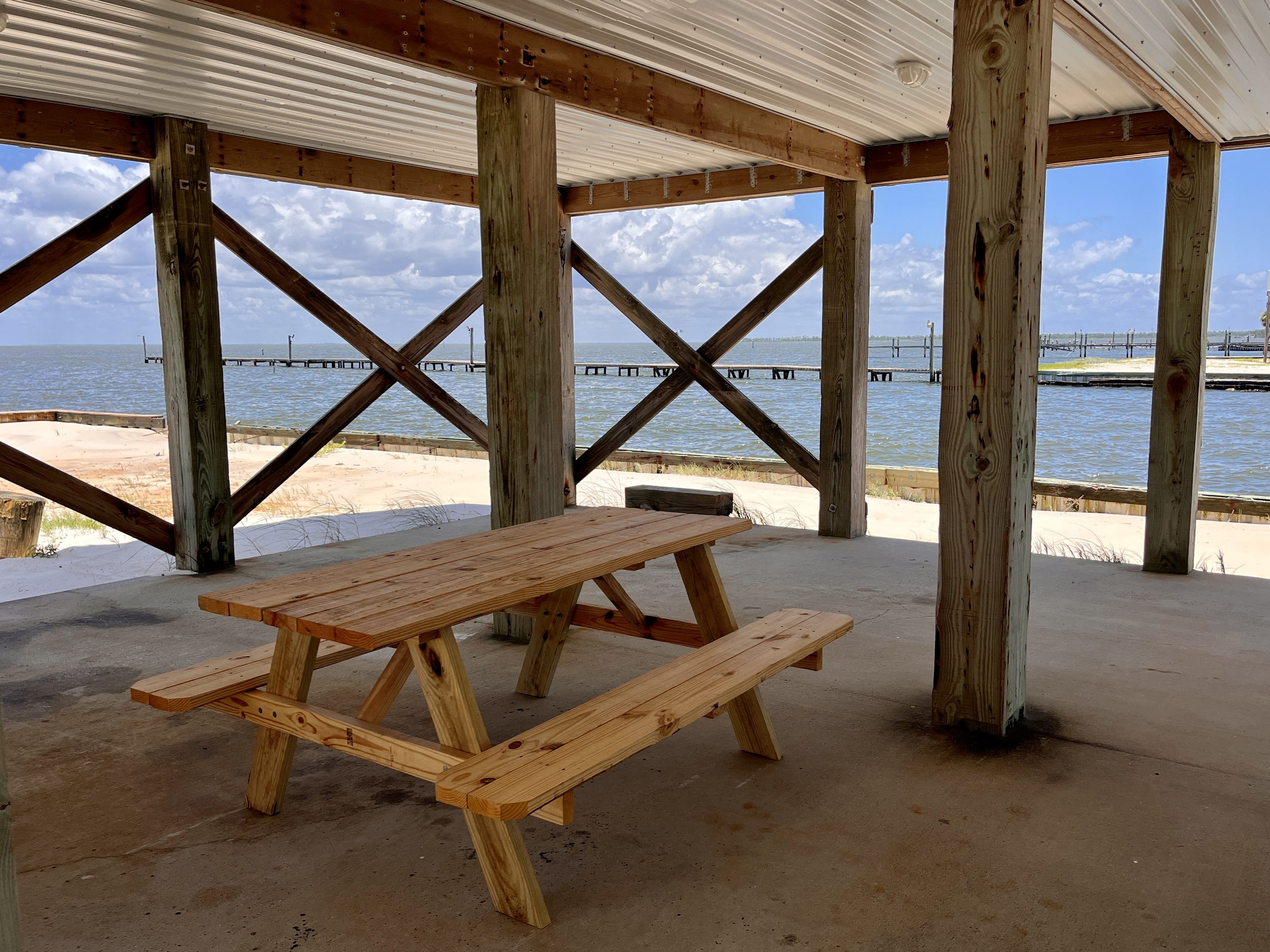 Outdoor Dining area with outstanding views of the bay.
