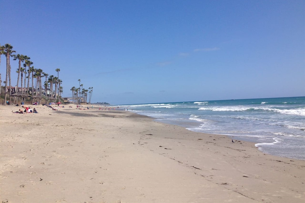 Here is a view of the San Clemente beach from the Pier.  This beach is a 5-minute walk (or 2-minute trolley ride) down the hill from the condo.  We include a wagon, cooler, boogie boards, beach chairs, beach towels and an umbrella for your use :)