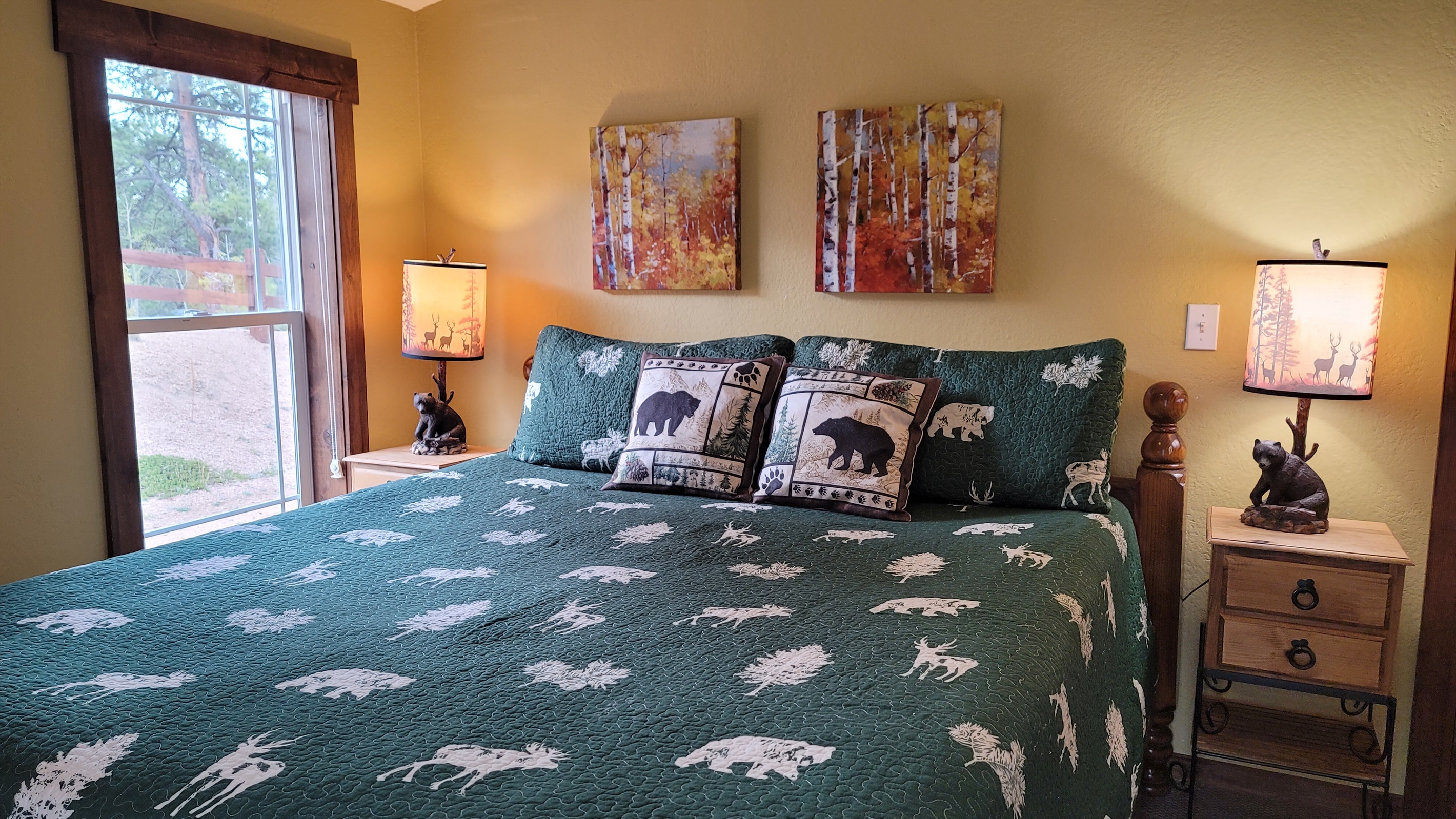 The Guest bedroom with King size bed and access to the wrap around deck