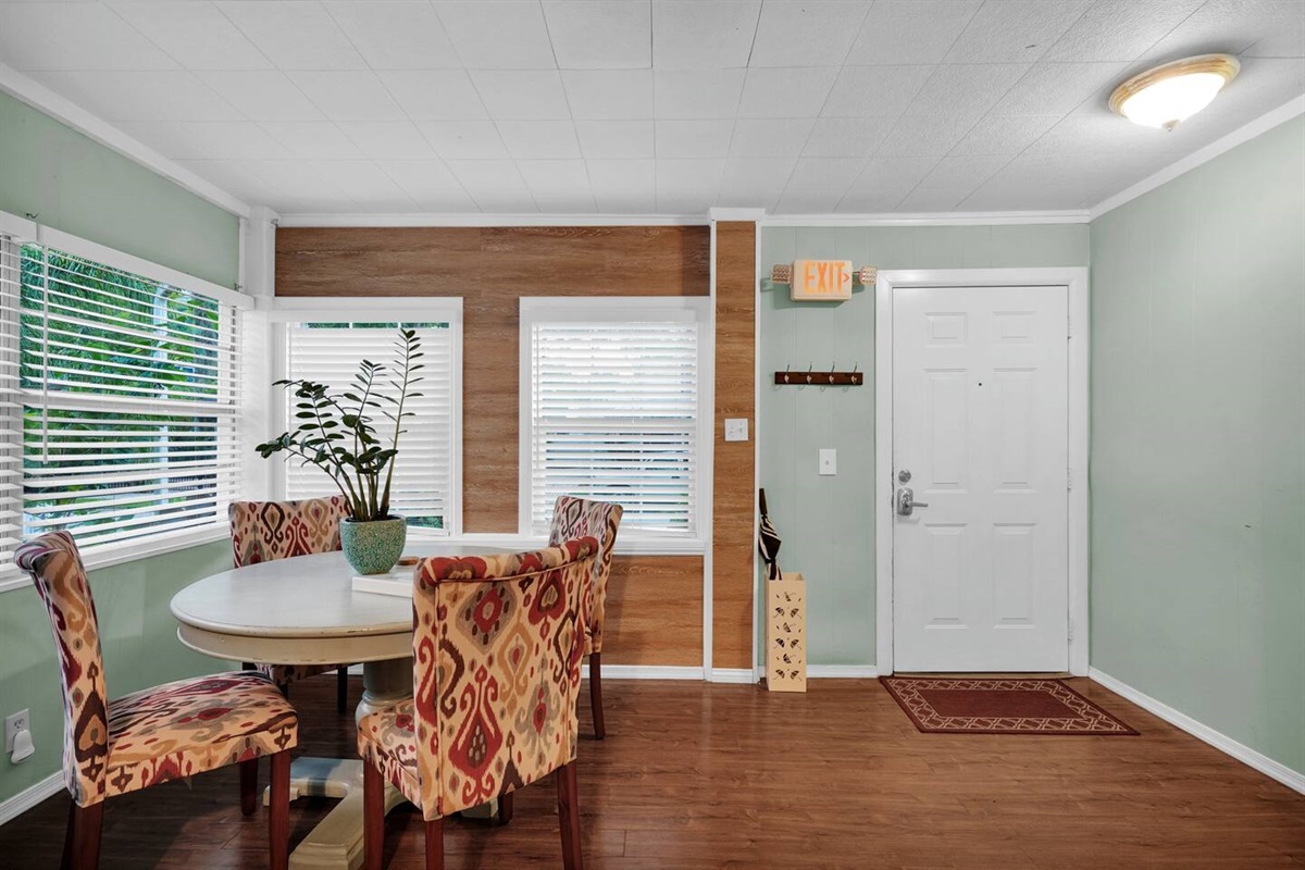 Front entry way with table for games and gathering space