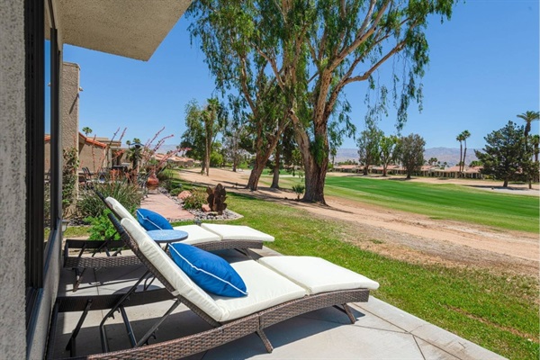 Loungers overlooking stunning golf course