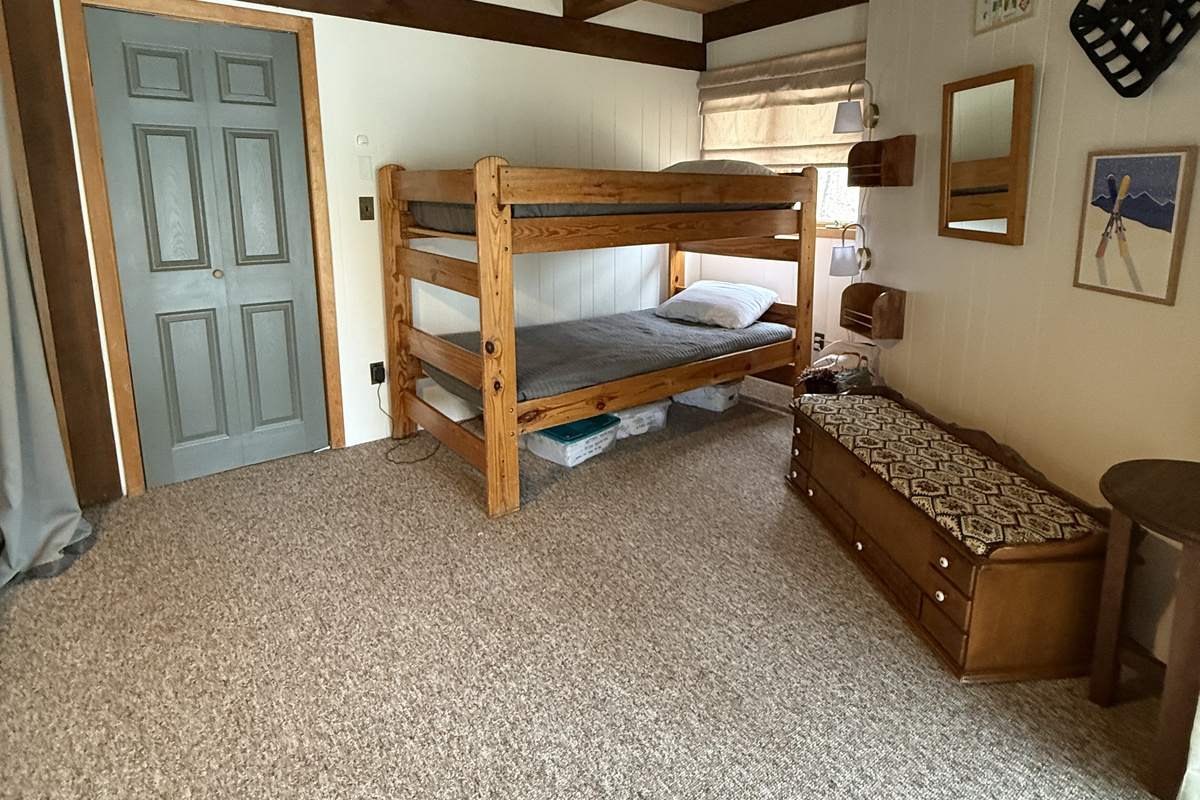 Sleeping area - bunk beds NOTE: this room is created by splitting the large room into bunk bed side and futon side with a heavy curtain