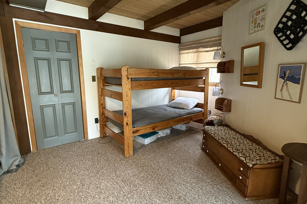 Sleeping area - bunk beds NOTE: this room is created by splitting the large room into bunk bed side and futon side with a heavy curtain