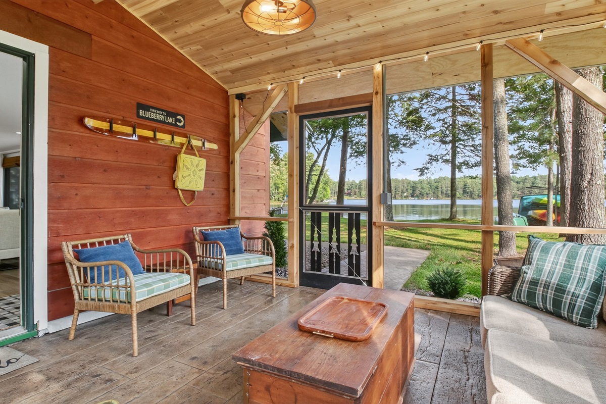 Take in the lake views on the bug-free screen porch.