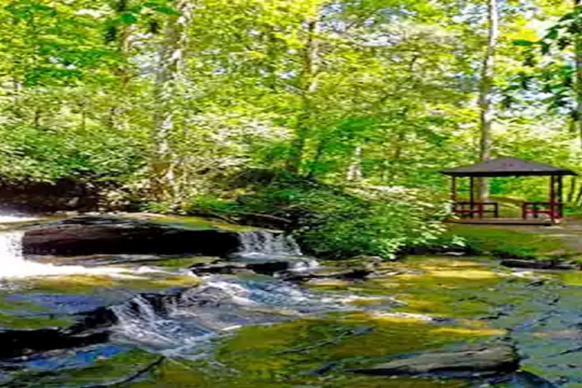 Walk to the "Riverwalk" in Riverbend with beautiful waterfall. Across from the beach.