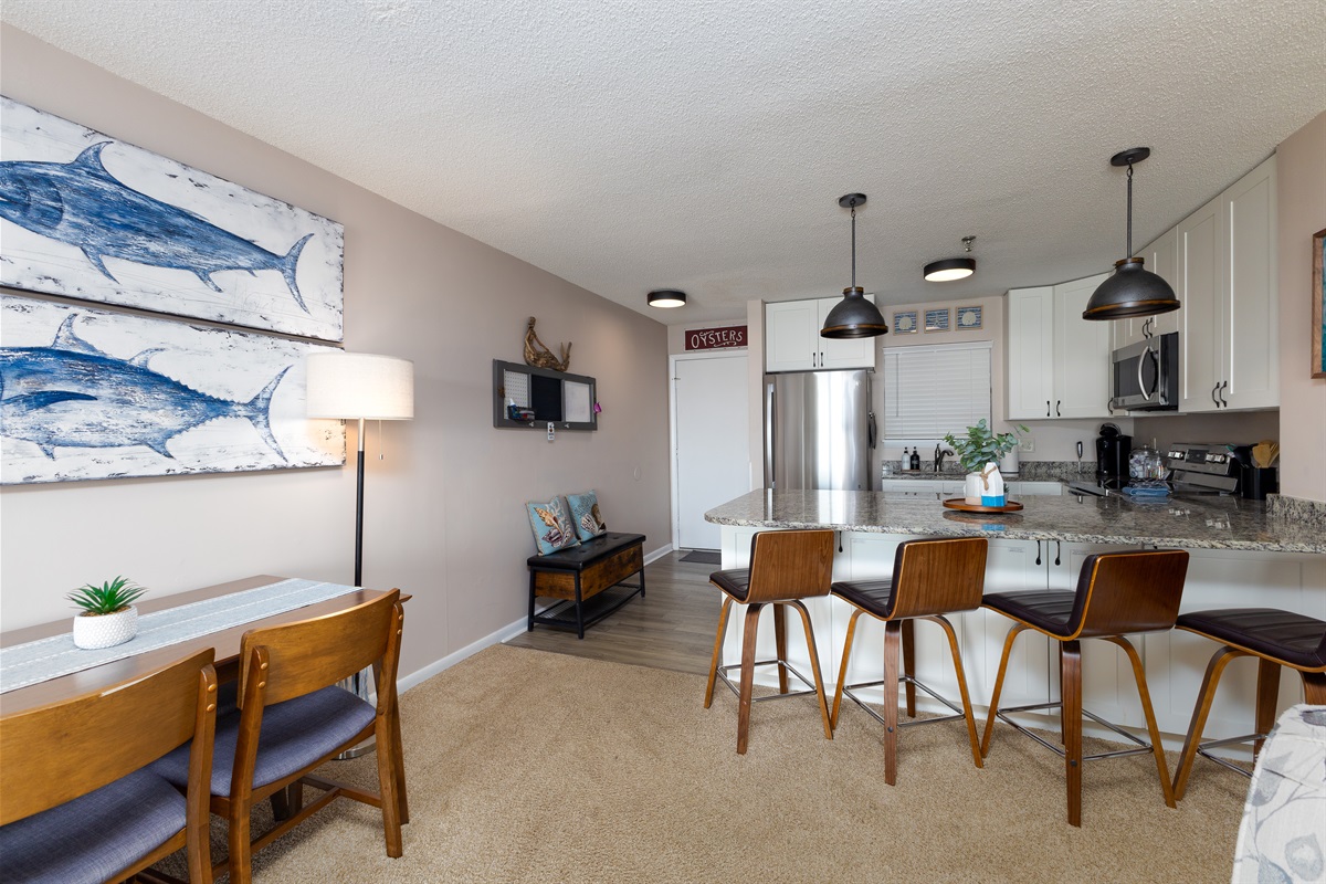 The kitchen and dining table