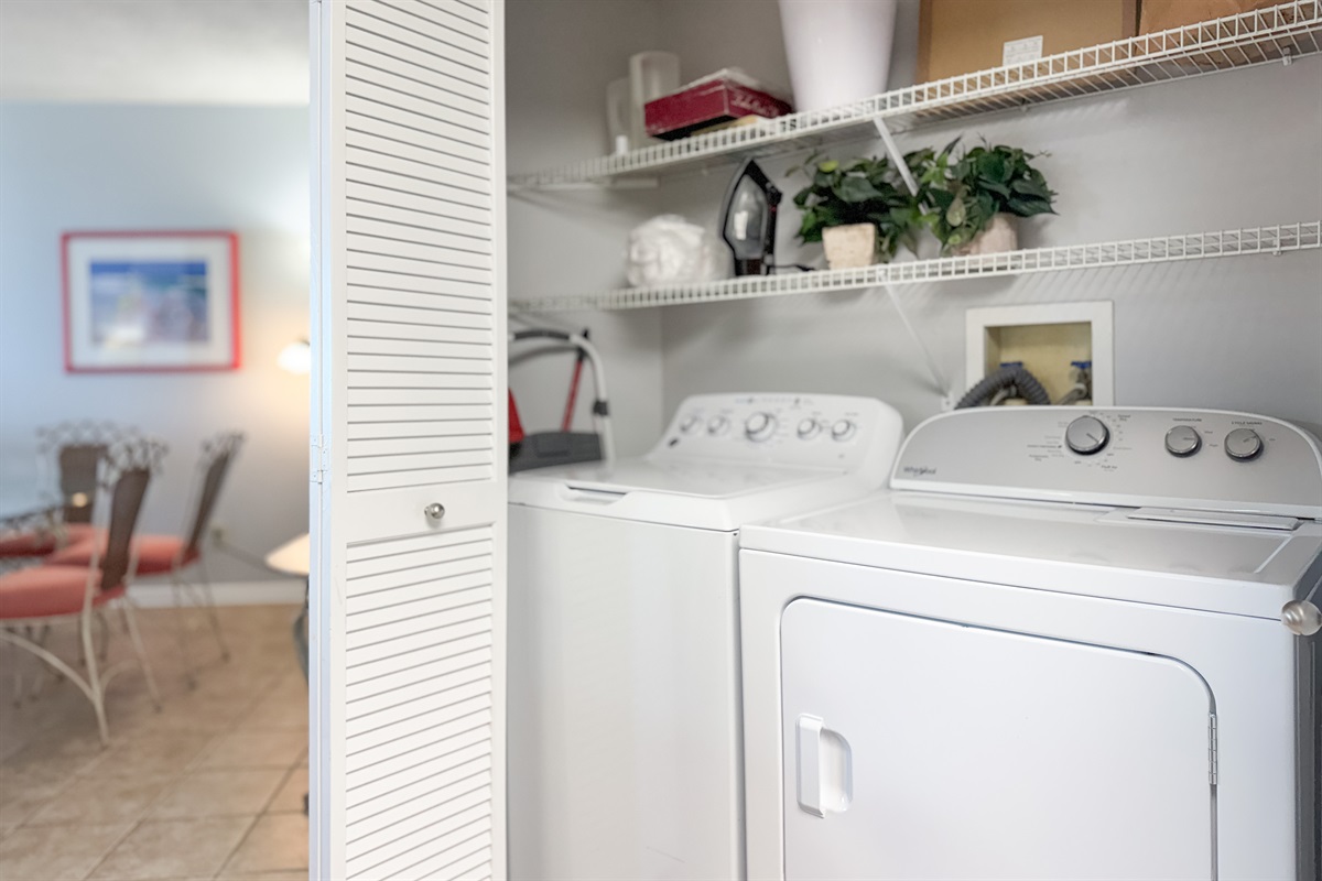 Stay organized and efficient with this dedicated laundry space.  Everything you need for a comfortable stay.