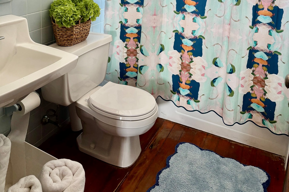 Full hallway bathroom with a tub/shower combo