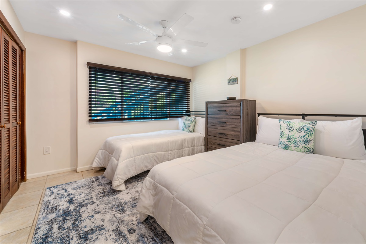 The guest room has a double and twin bed which is perfect for families