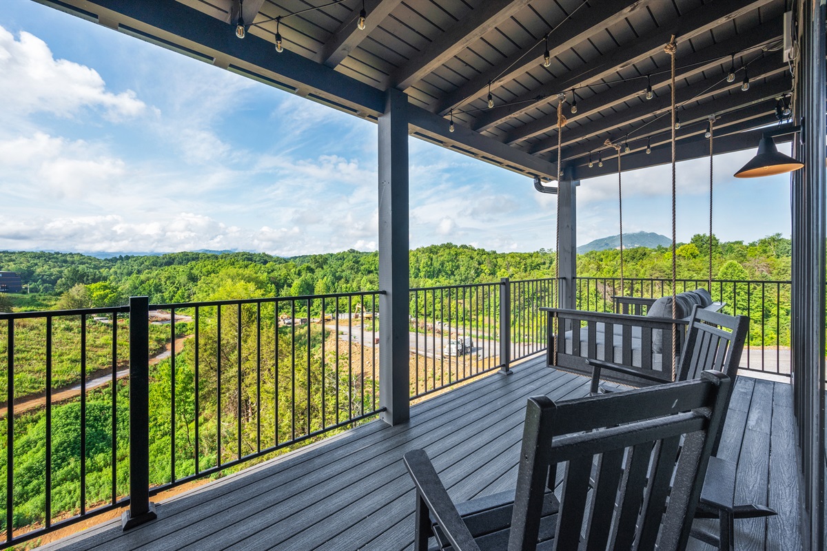 Top deck provides stunning mountain views!